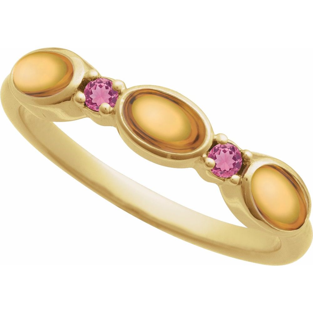 
                  
                    14K Yellow Natural Citrine & Natural Pink Tourmaline Stackable Ring
                  
                