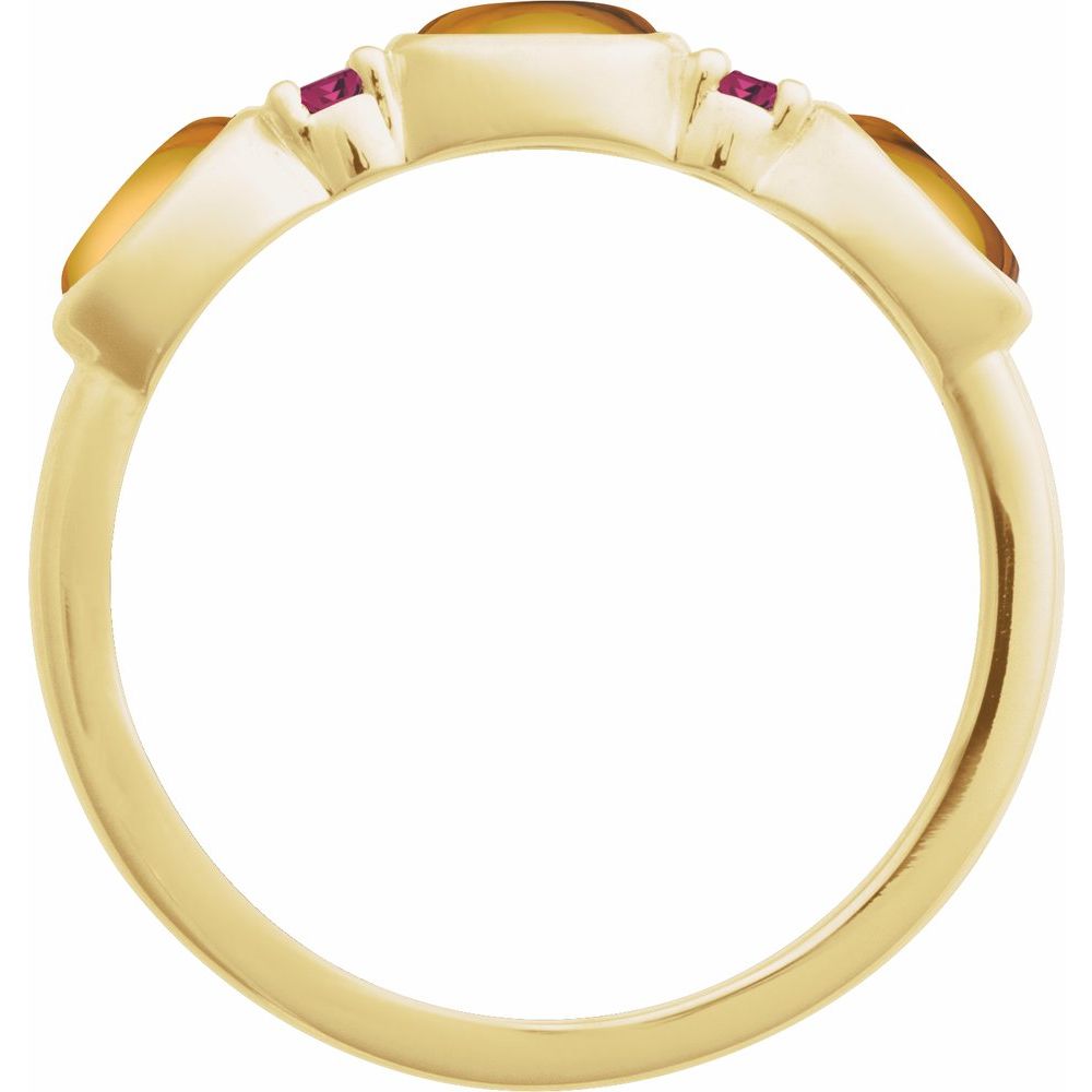 14K Yellow Natural Citrine & Natural Pink Tourmaline Stackable Ring