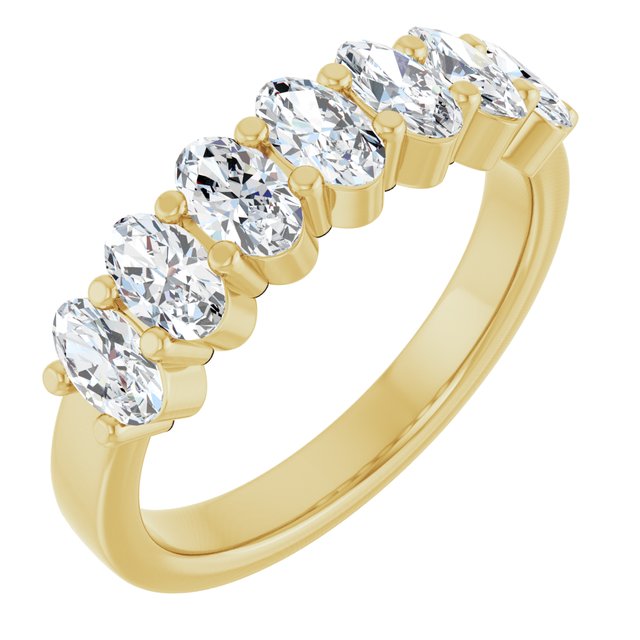1 1/3 ctw Lab-Grown Diamond Seven-Stone Anniversary Band, 14K Yellow Gold, Size 7