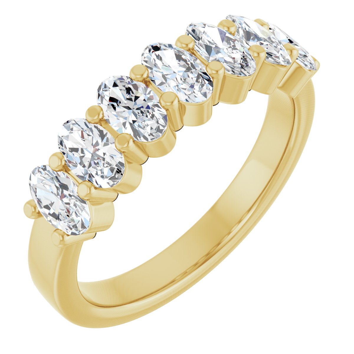 1 1/3 ctw Lab-Grown Diamond Seven-Stone Anniversary Band, 14K Yellow Gold, Size 7