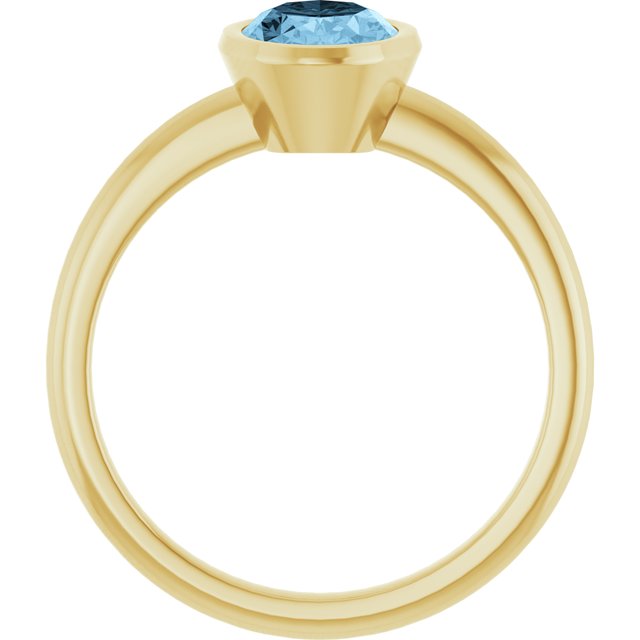 8 × 6 mm Natural Sky Blue Topaz Bezel-Set Ring in 14K Yellow Gold, Size 7 — view 2