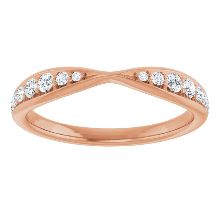 14K Rose Gold 1/5 CTW Natural Diamond Pinched Contour Band