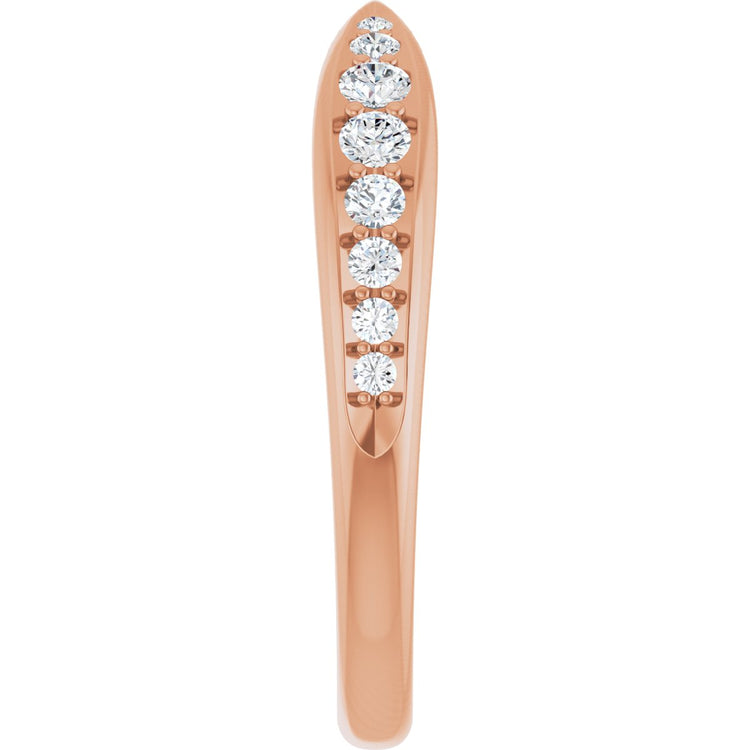 14K Rose Gold 1/5 CTW Natural Diamond Pinched Contour Band