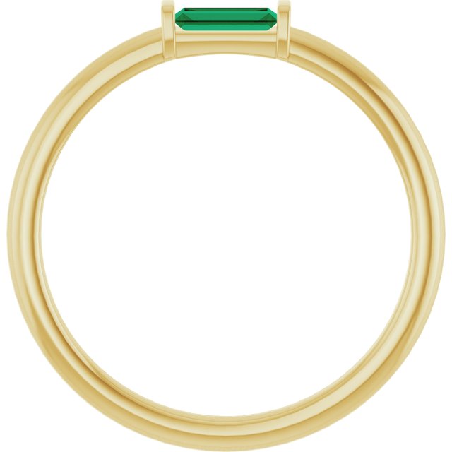 5 × 2 mm Lab-Grown Emerald Stackable Ring in 14K Yellow Gold — view 2