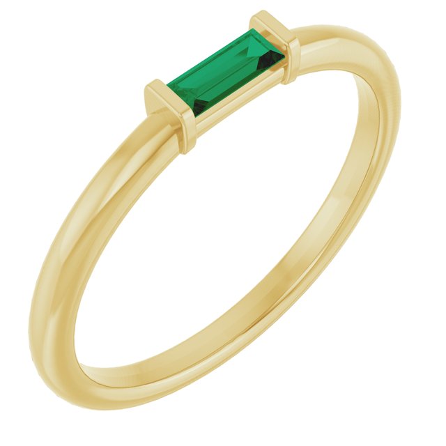 5 × 2 mm Lab-Grown Emerald Stackable Ring in 14K Yellow Gold