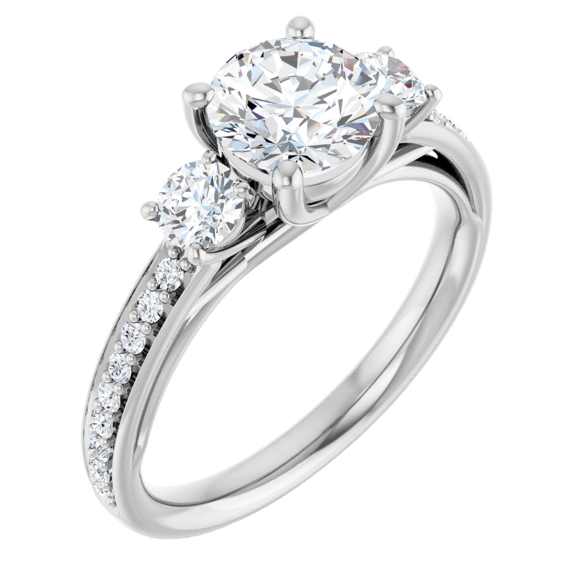 14K White Round 1 ct Engagement Ring