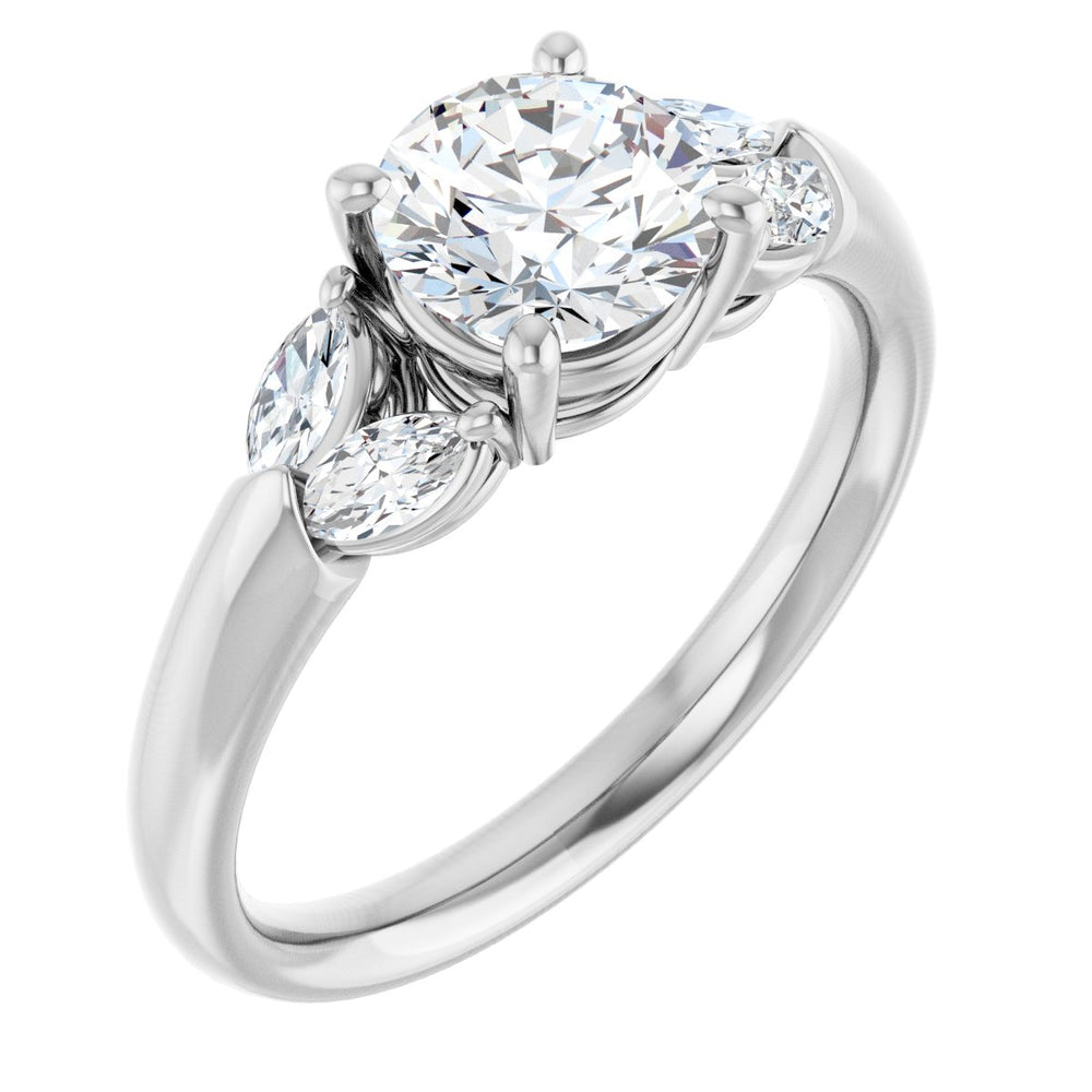 14K White Round 1 ct Engagement Ring