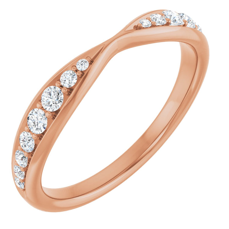 14K Rose Gold 1/5 CTW Natural Diamond Pinched Contour Band
