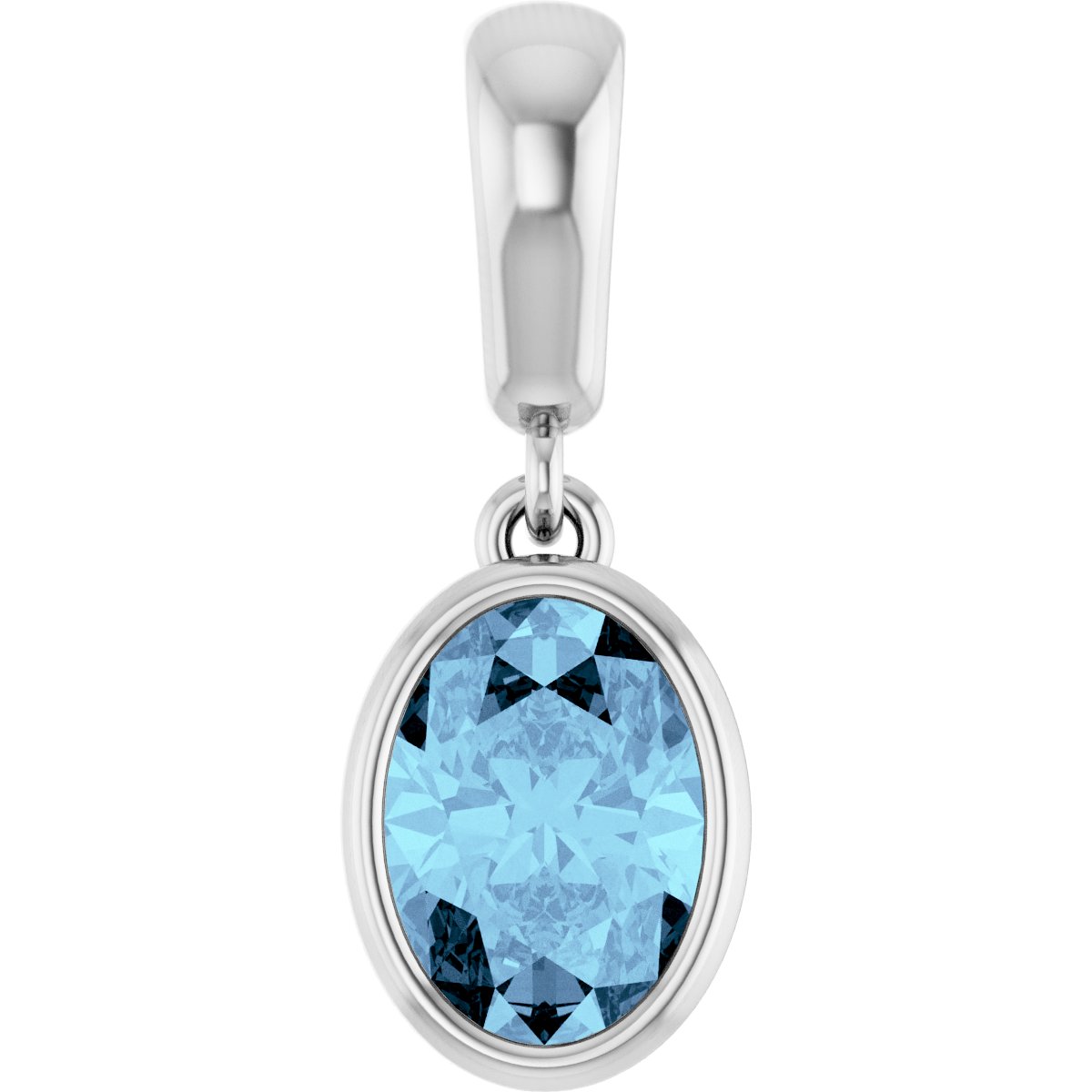 14K White Gold Natural Aquamarine Charm/Pendant