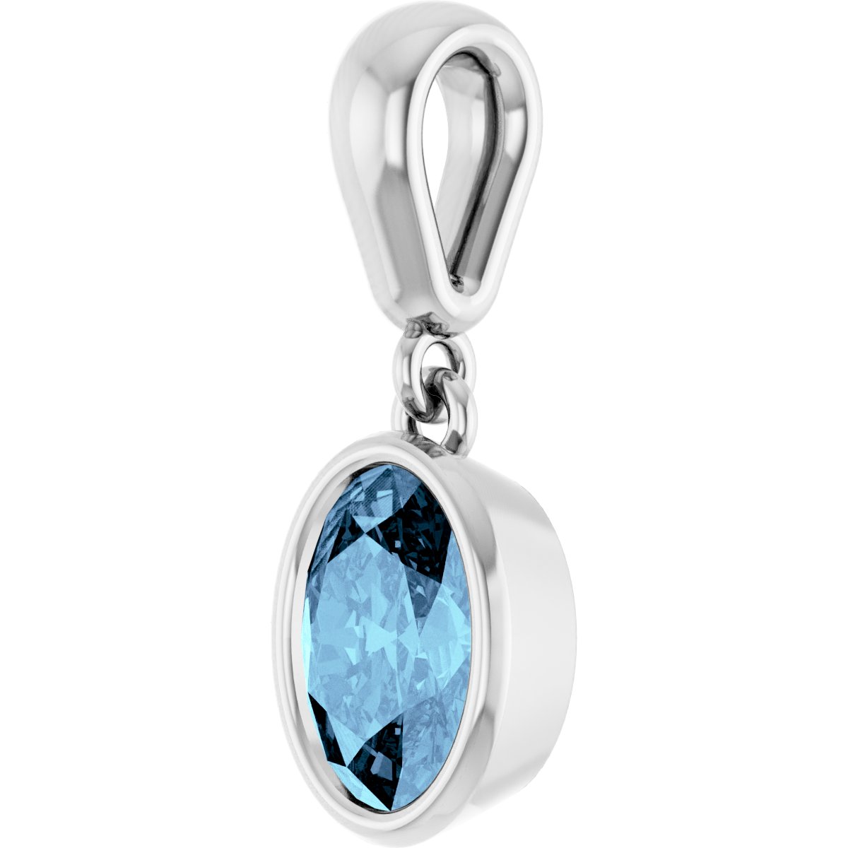 14K White Gold Natural Aquamarine Charm/Pendant