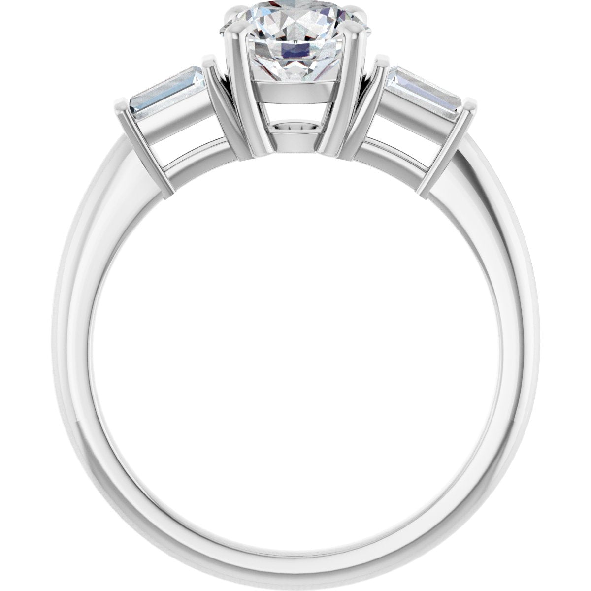 14K White Round 1 ct Engagement Ring