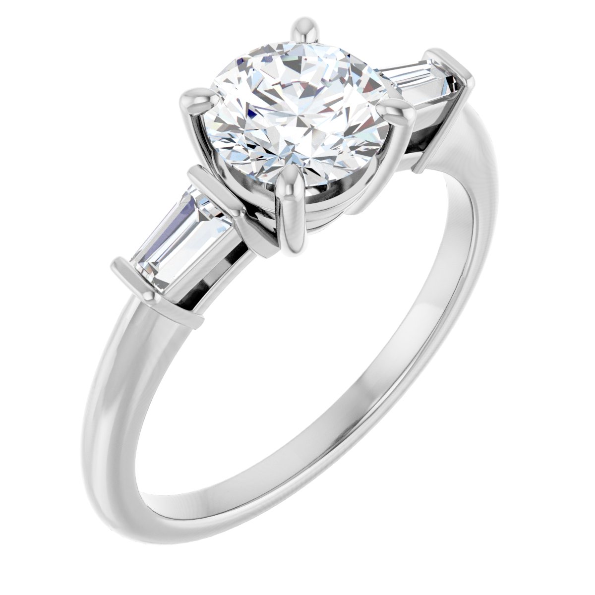 14K White Round 1 ct Engagement Ring