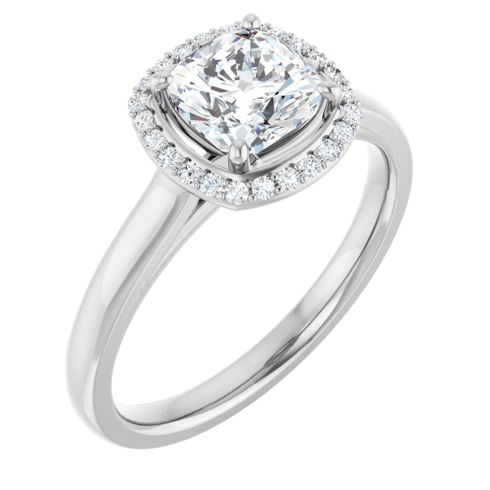 14K White Cushion 1 1/4 ct Engagement Ring