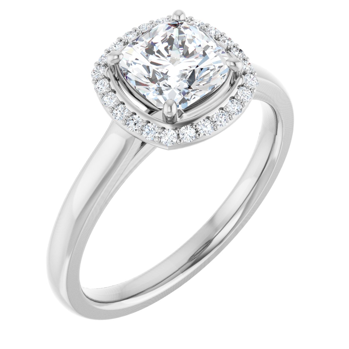14K White Cushion 1 1/4 ct Engagement Ring