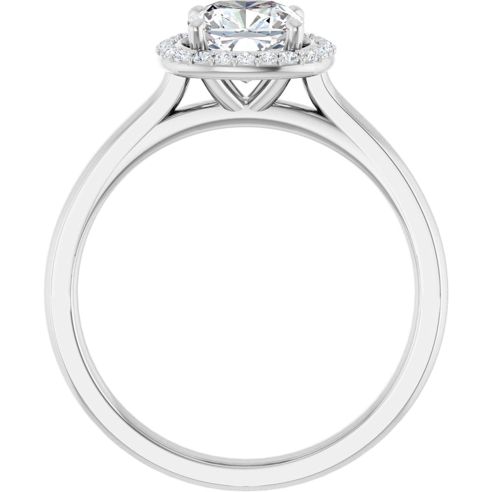 14K White Cushion 1 1/4 ct Engagement Ring
