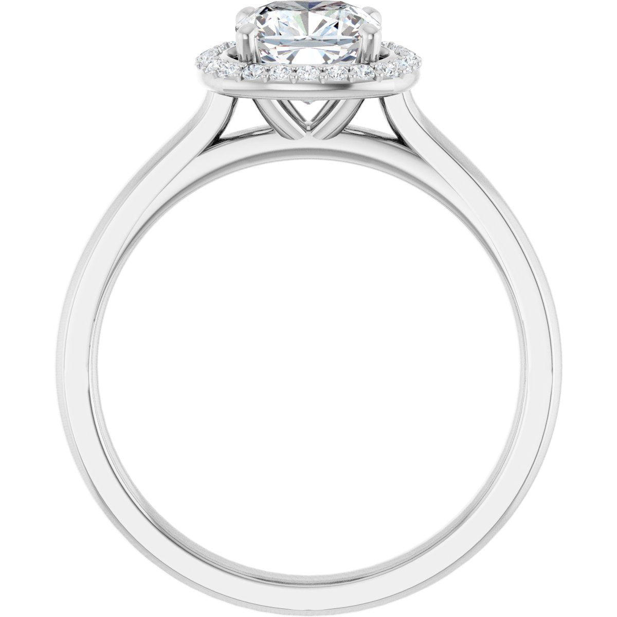 14K White Cushion 1 1/4 ct Engagement Ring