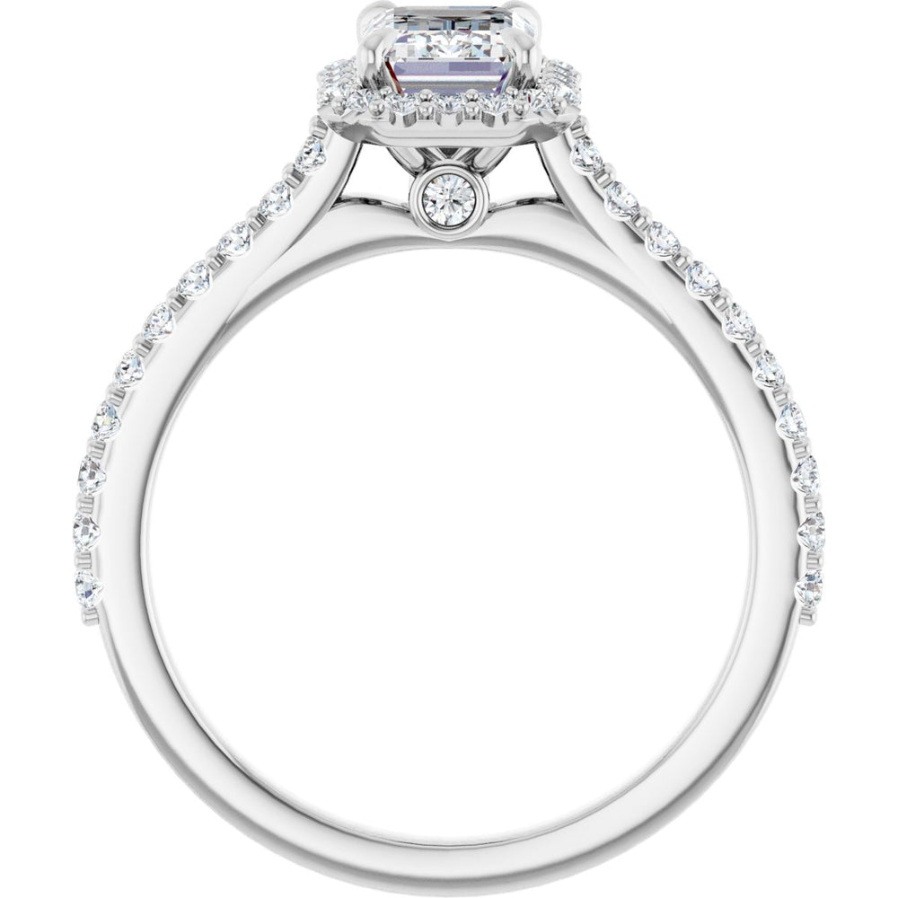 14K White Emerald 1 1/4 ct Engagement Ring