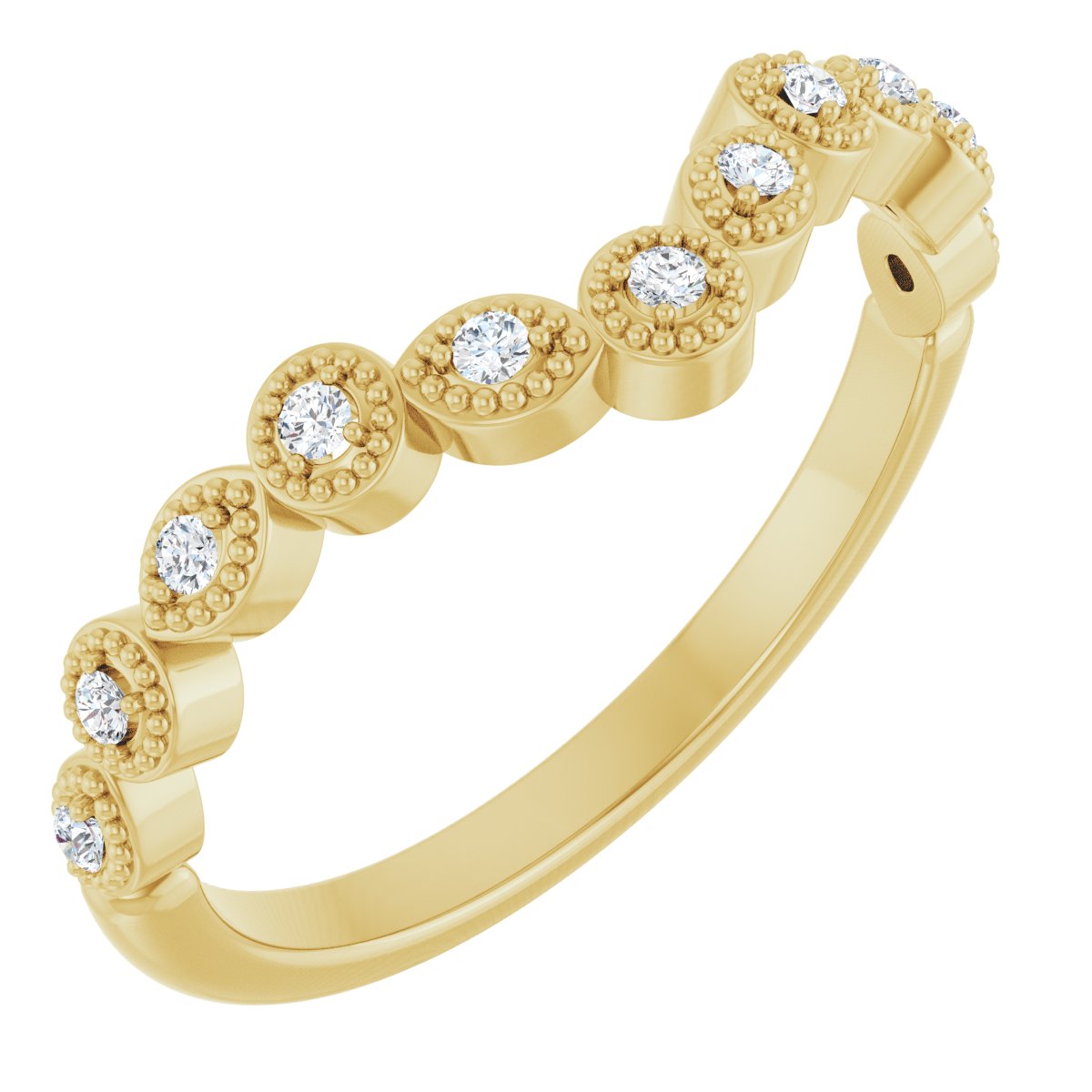 14K Yellow Gold 1/10 CTW Natural Diamond Vintage-Inspired Contour Band