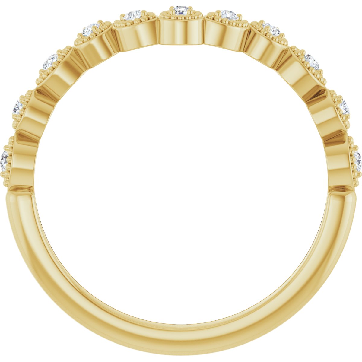 14K Yellow Gold 1/10 CTW Natural Diamond Vintage-Inspired Contour Band