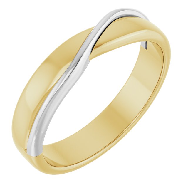 5 mm Two-Tone Patterned Band in 14K Gold, Size 11