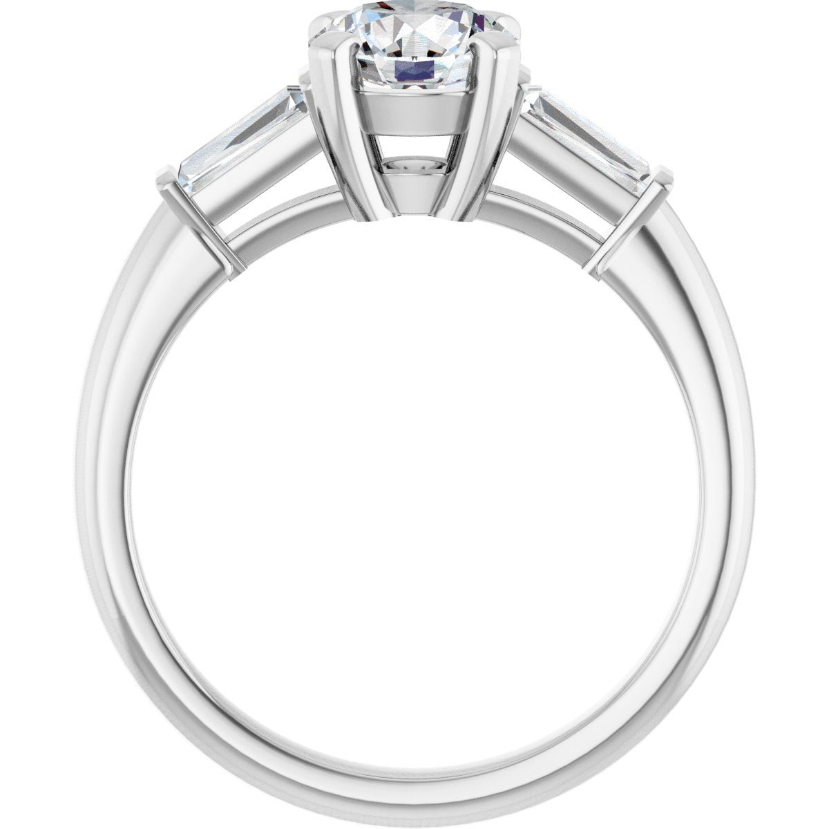 14K White Round 1 ct Engagement Ring