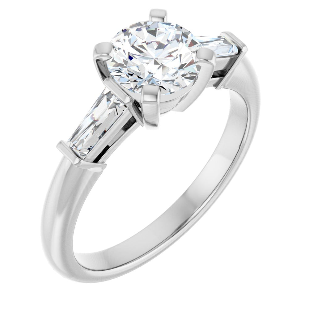 14K White Round 1 ct Engagement Ring
