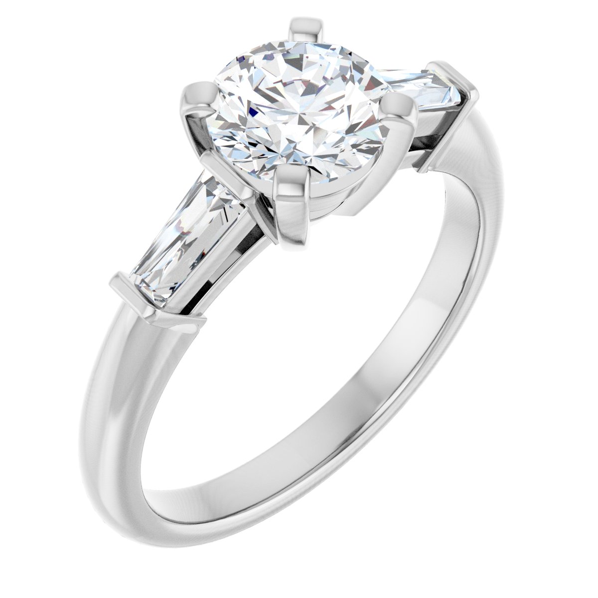 14K White Round 1 ct Engagement Ring