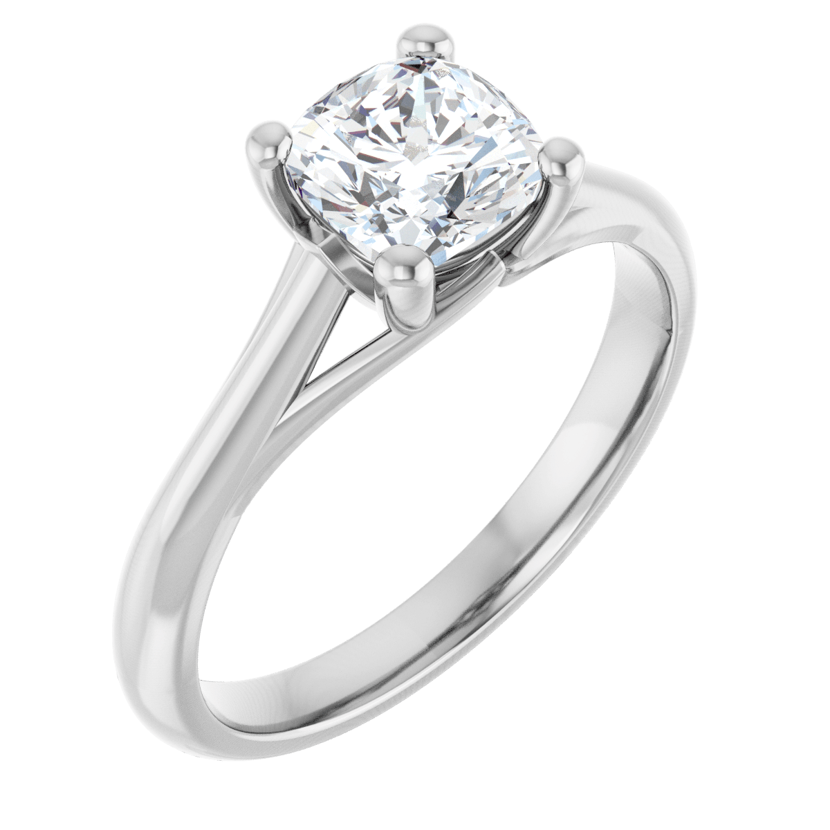 14K White Cushion 1 1/4 ct Engagement Ring