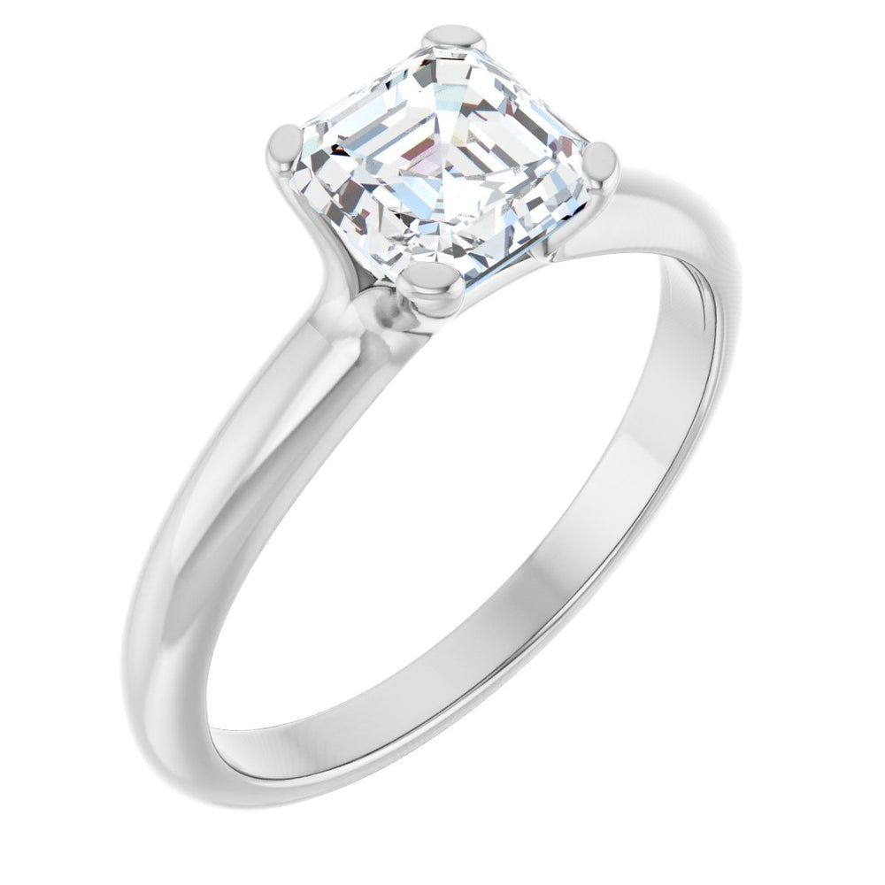 14K White Asscher 1 1/4 ct Engagement Ring