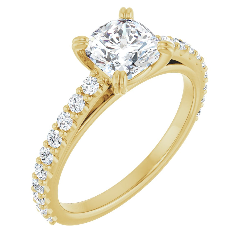 14K Yellow Cushion 1 1/4 ct Engagement Ring