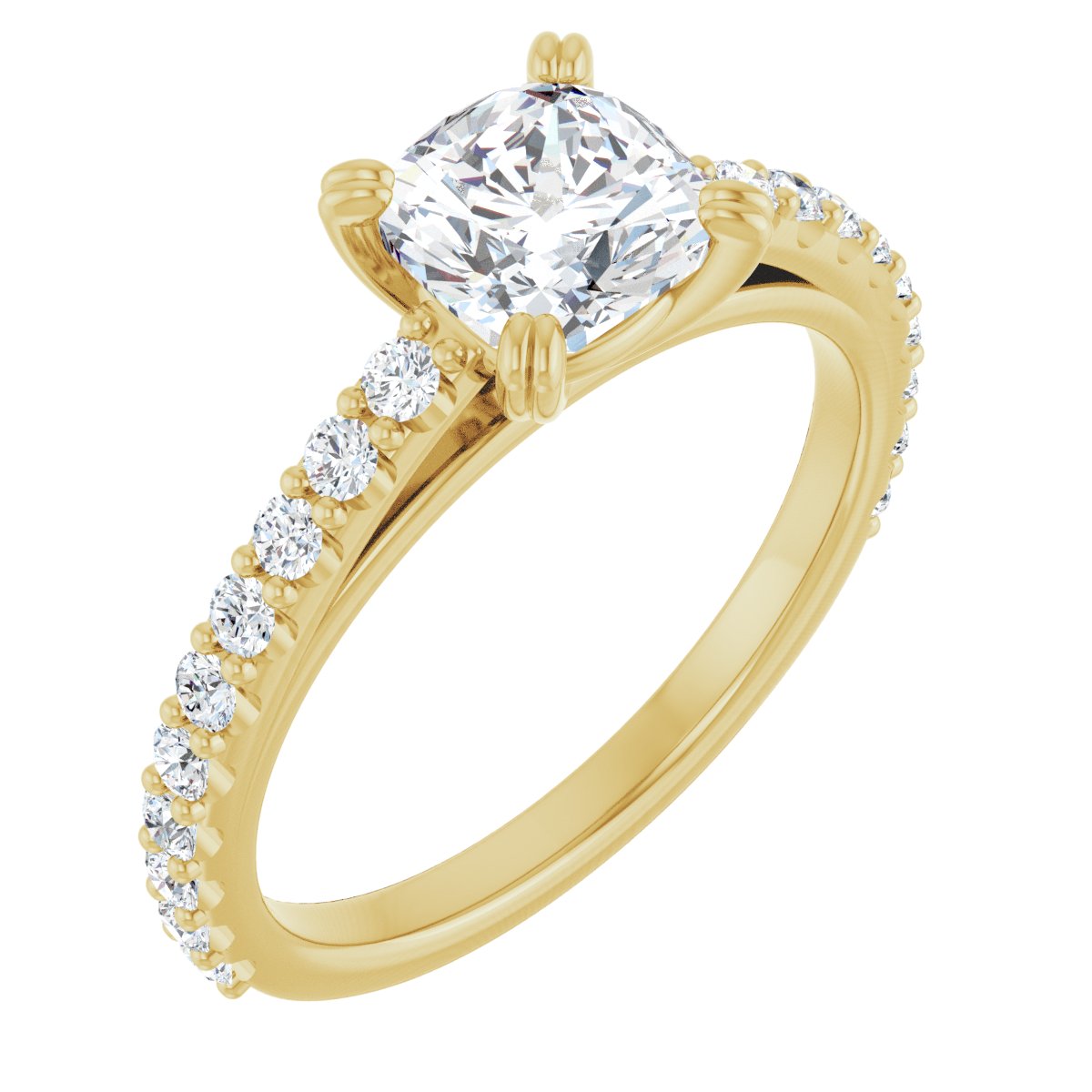 14K Yellow Cushion 1 1/4 ct Engagement Ring