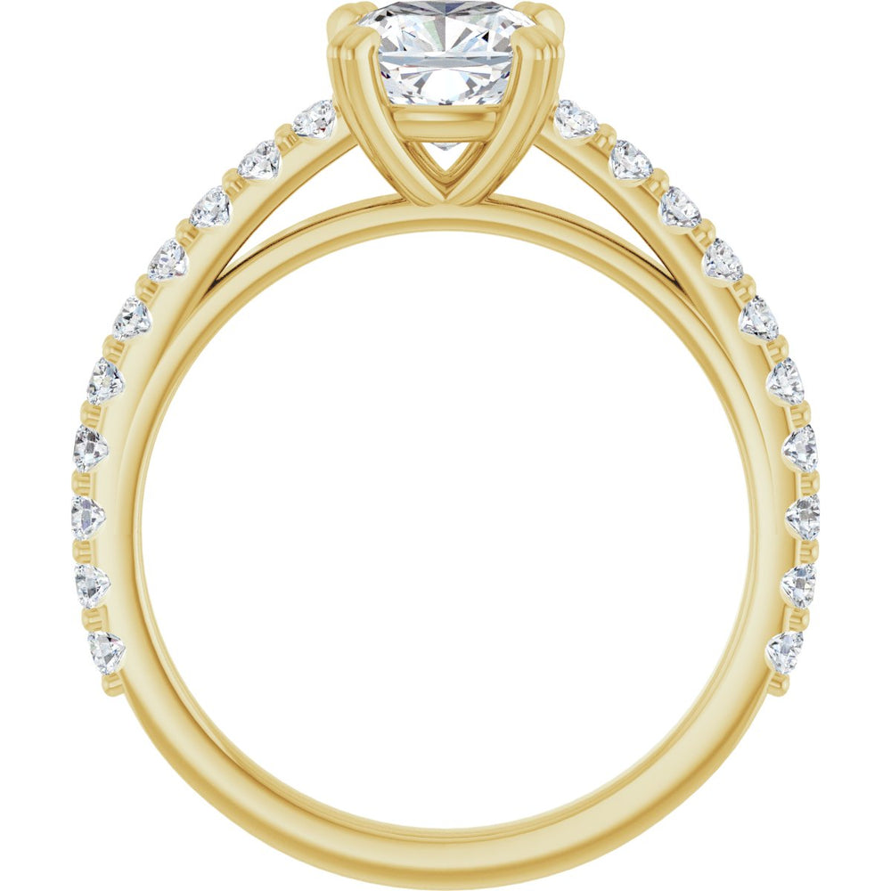 14K Yellow Cushion 1 1/4 ct Engagement Ring