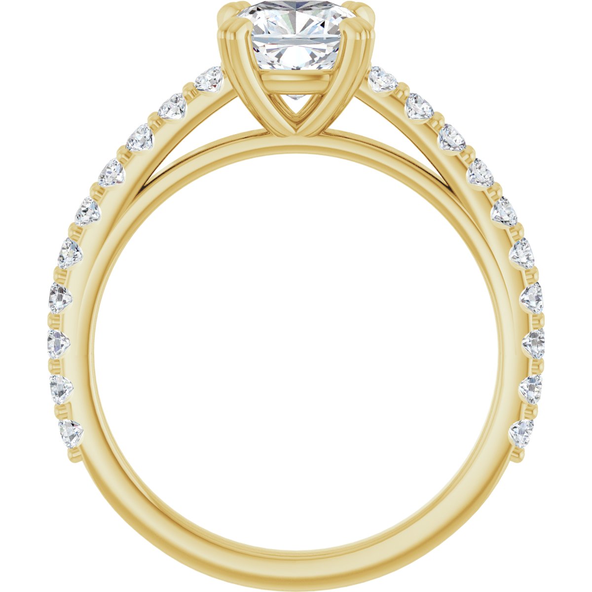 14K Yellow Cushion 1 1/4 ct Engagement Ring