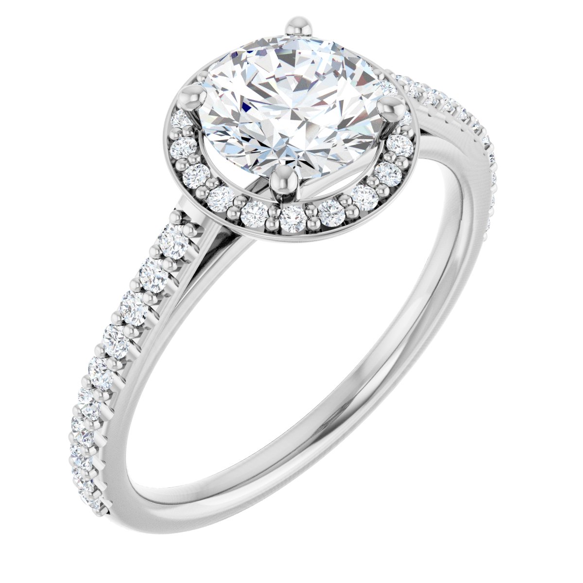 14K White Round 1 ct Engagement Ring