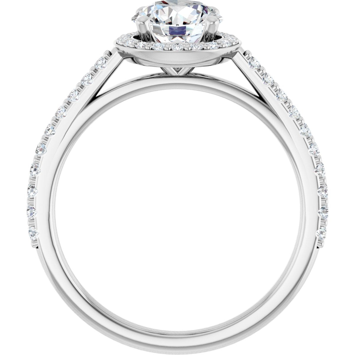 14K White Round 1 ct Engagement Ring