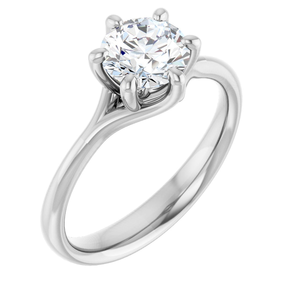 14K White Round 1 ct Engagement Ring