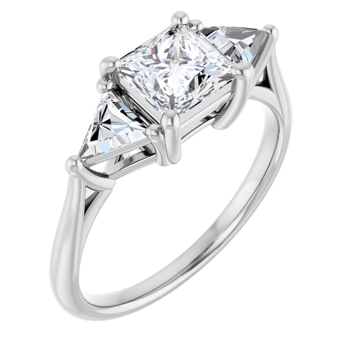 14K White Square 1 ct Engagement Ring