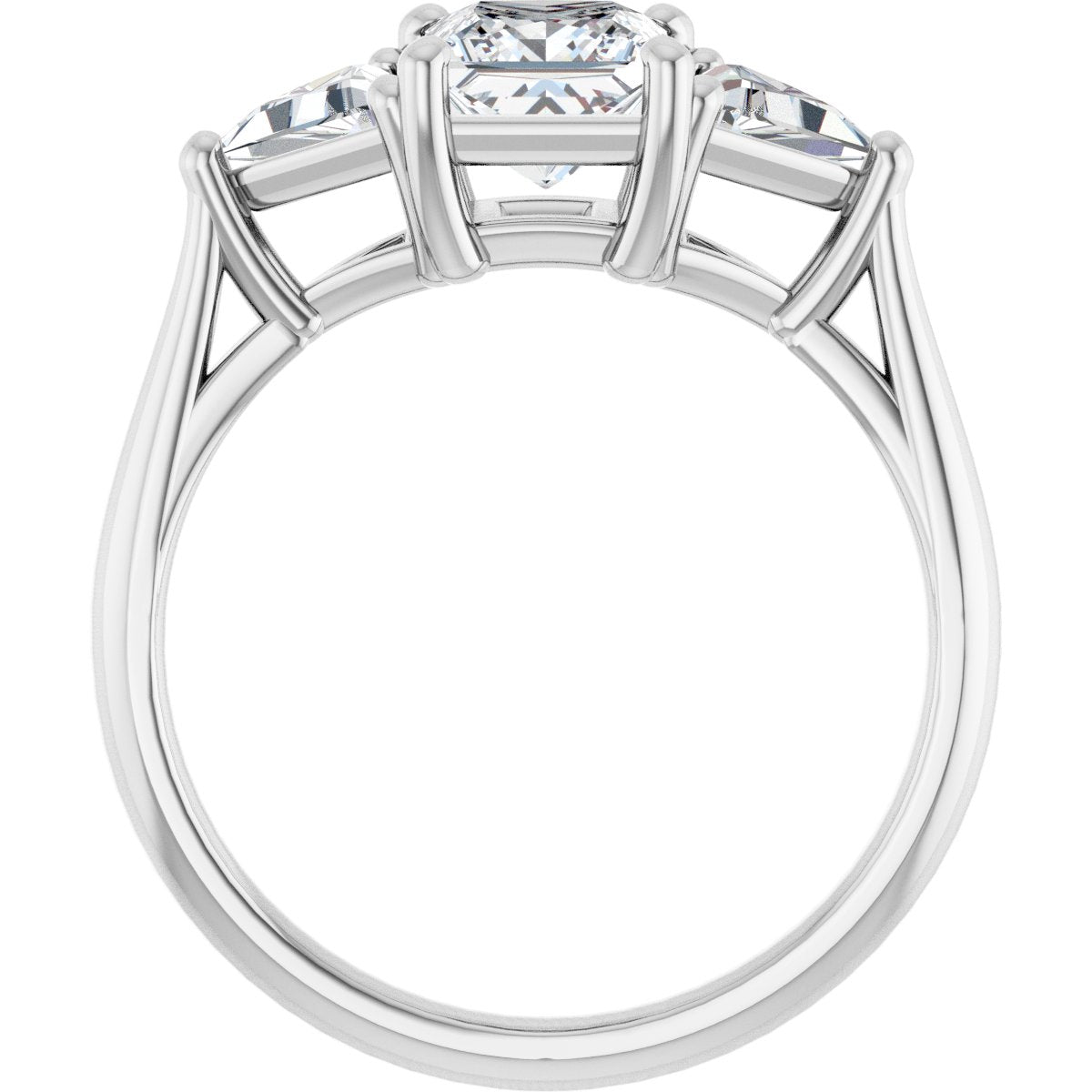 14K White Square 1 ct Engagement Ring