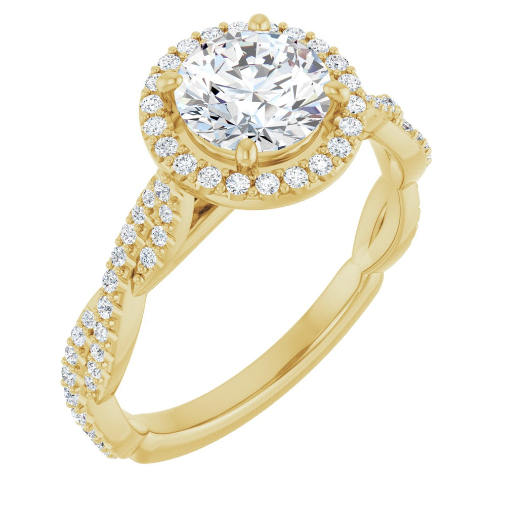14K Yellow Round 1 ct Engagement Ring