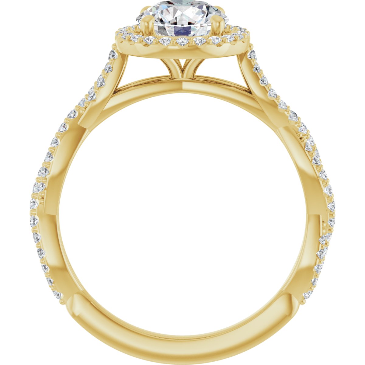 14K Yellow Round 1 ct Engagement Ring