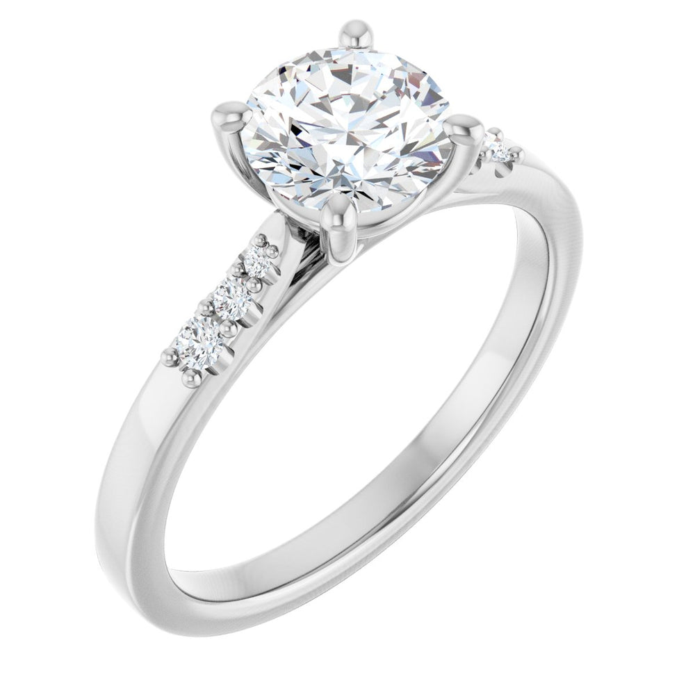 14K White Round 1 ct Engagement Ring