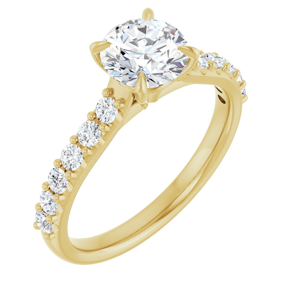 14K Yellow Round 1 ct Engagement Ring