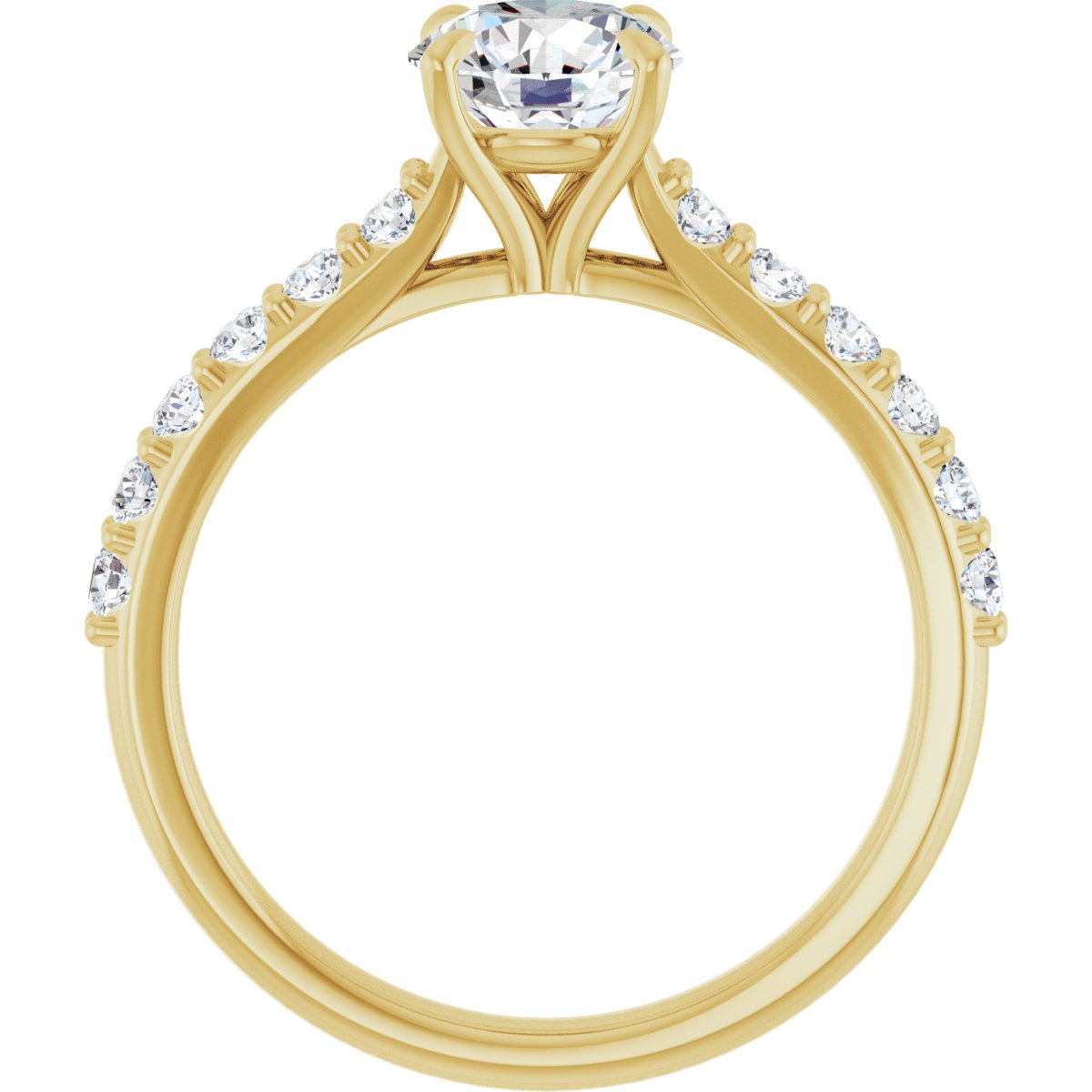 14K Yellow Round 1 ct Engagement Ring