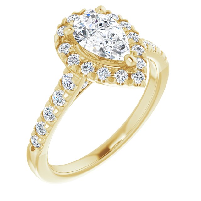 14K Yellow Pear 9/10 ct French-Set Engagement Ring