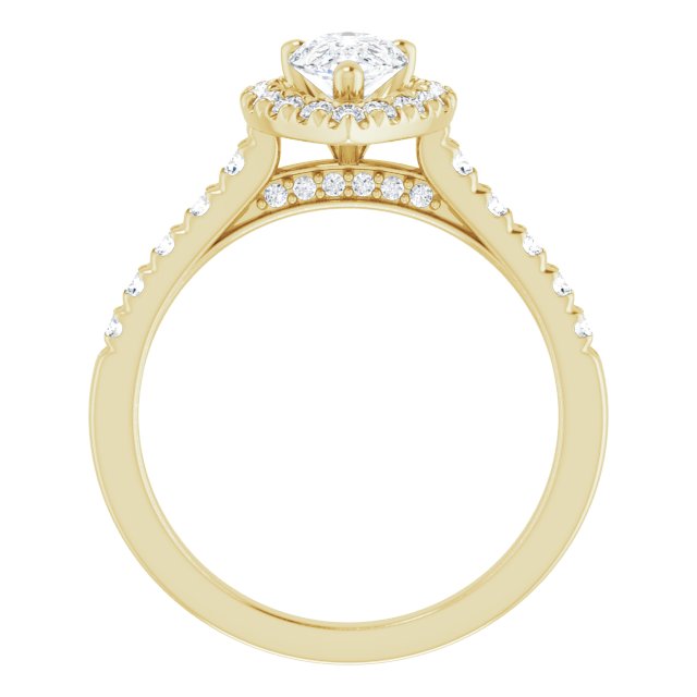 14K Yellow Pear 9/10 ct French-Set Engagement Ring