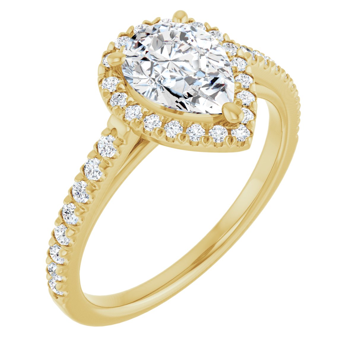 14K Yellow Pear 9/10 ct French-Set Engagement Ring