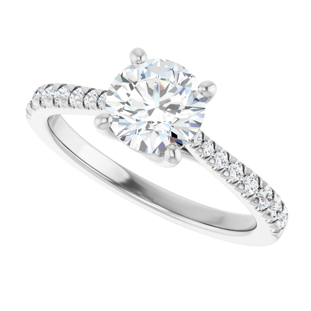 
                  
                    14K White Round 1 ct French Set Engagement Ring
                  
                