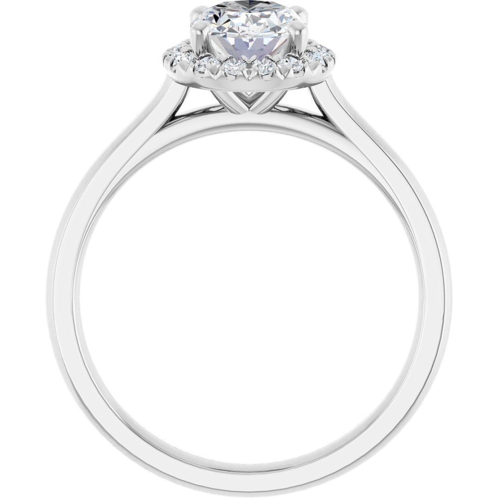 14K White Oval 1 ct French-Set Engagement Ring
