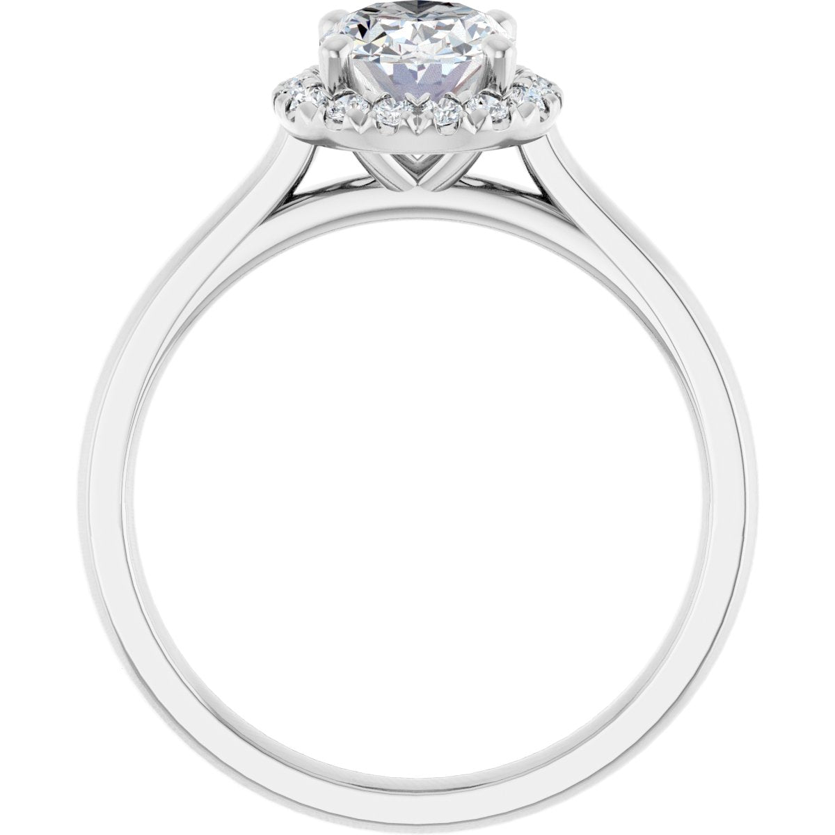 14K White Oval 1 ct French-Set Engagement Ring