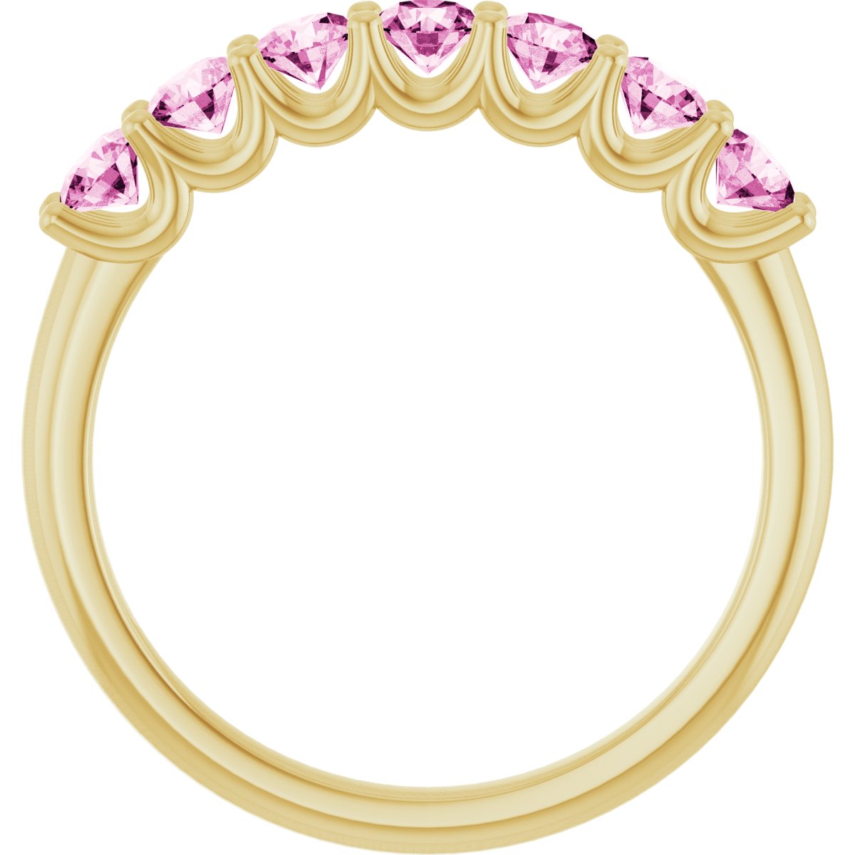 14K Yellow Gold Natural Pink Sapphire Anniversary Band